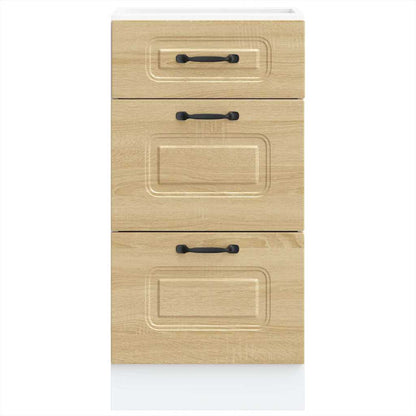 Kitchen Base Cabinet "Kalmar" High Gloss White Engineered Wood