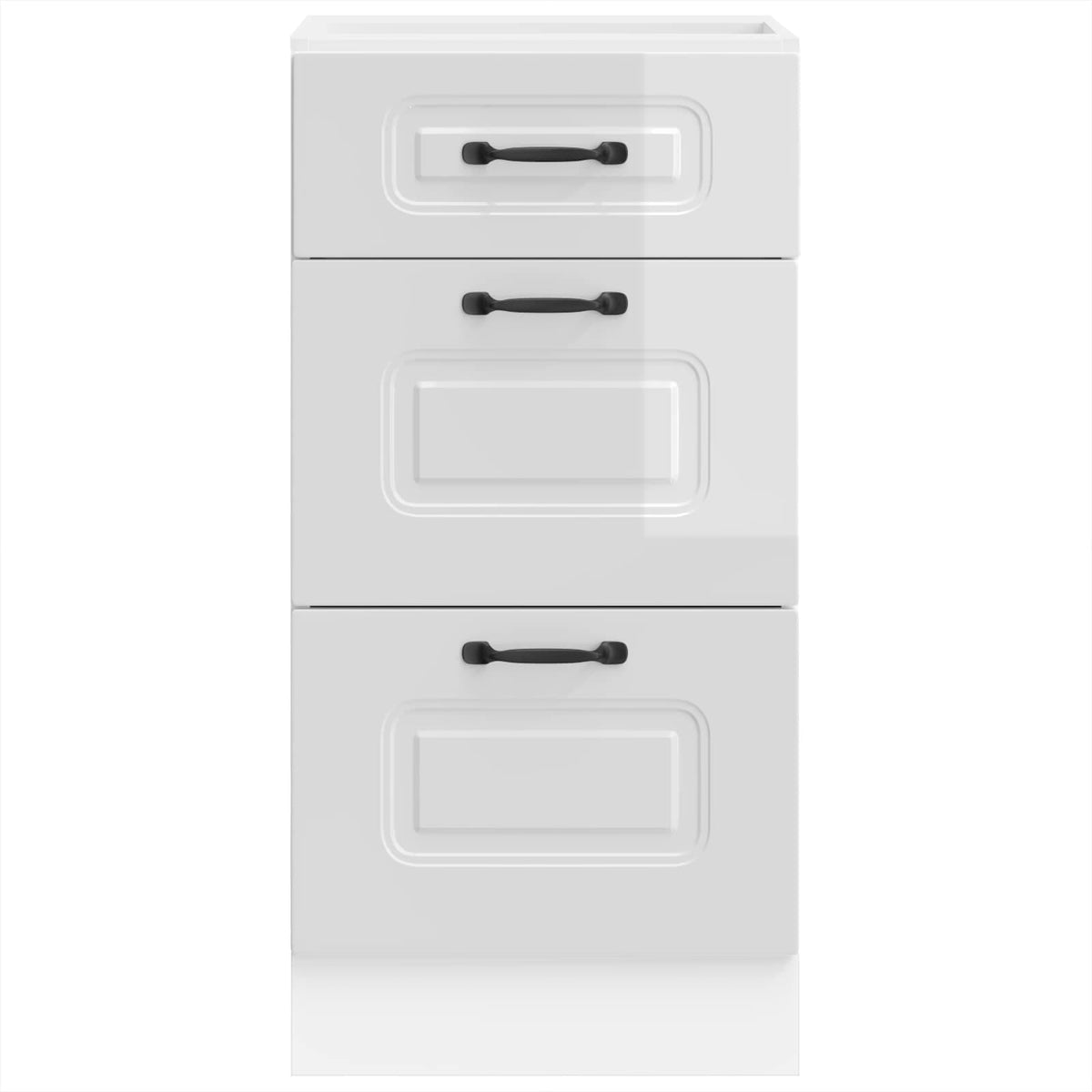 Kitchen Base Cabinet "Kalmar" High Gloss White Engineered Wood