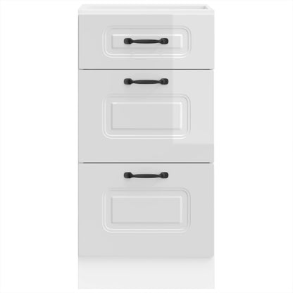 Kitchen Base Cabinet "Kalmar" High Gloss White Engineered Wood