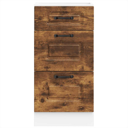 Kitchen Base Cabinet "Kalmar" Smoked Oak Engineered Wood