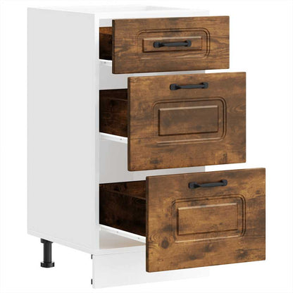 Kitchen Base Cabinet "Kalmar" Smoked Oak Engineered Wood