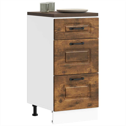 Kitchen Base Cabinet "Kalmar" Smoked Oak Engineered Wood