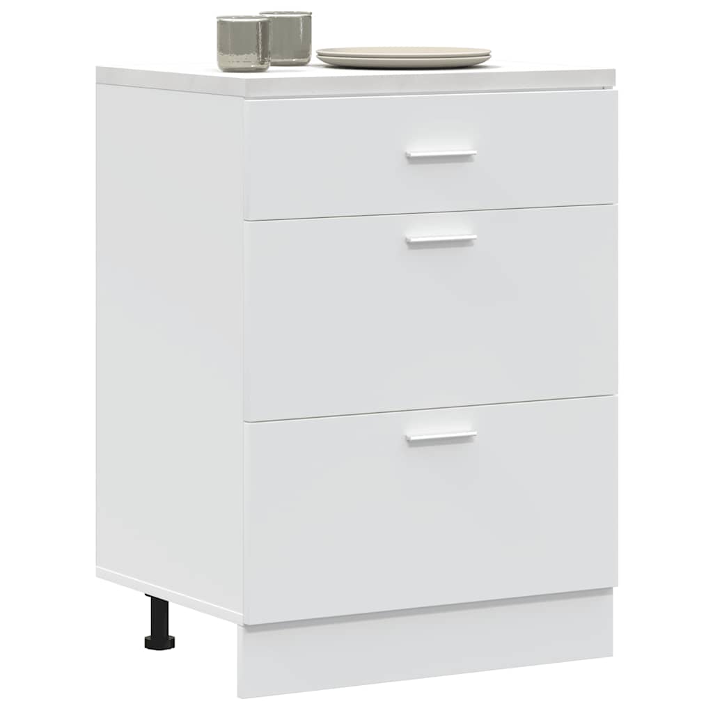 Kitchen Base Cabinet "Lyon" White Engineered Wood