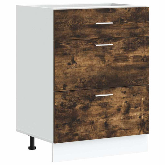Kitchen Base Cabinet "Lyon" Smoked Oak Engineered Wood