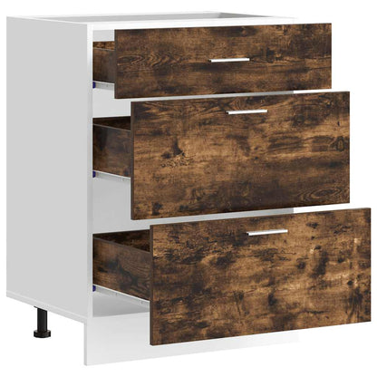 Kitchen Base Cabinet "Lyon" Smoked Oak Engineered Wood