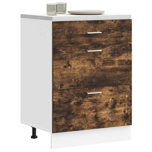 Kitchen Base Cabinet "Lyon" Smoked Oak Engineered Wood