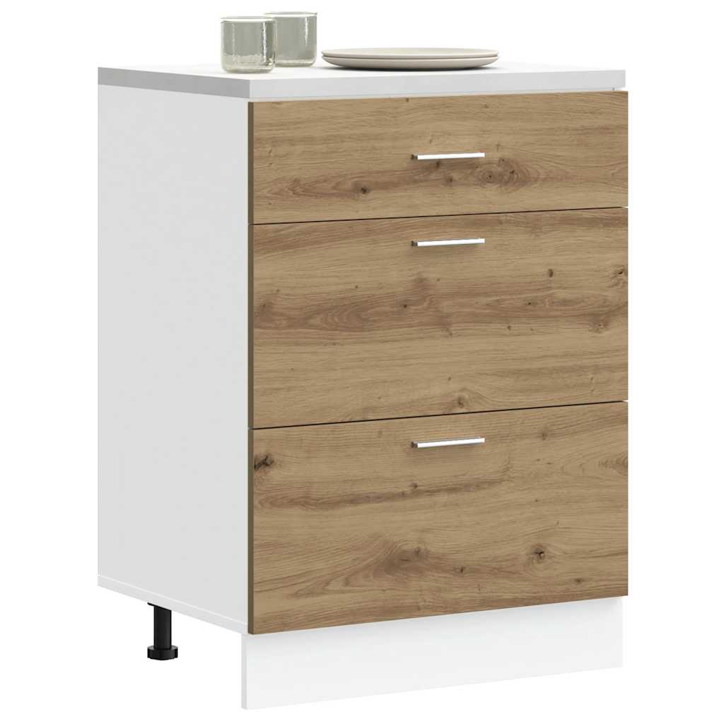 Kitchen Base Cabinet "Lyon" Artisan Oak Engineered Wood