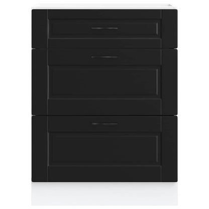 Kitchen Base Cabinet "Porto" Black Engineered Wood