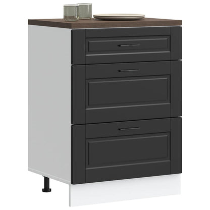 Kitchen Base Cabinet "Porto" Black Engineered Wood