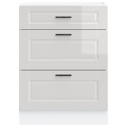 Kitchen Base Cabinet "Porto" High Gloss White Engineered Wood