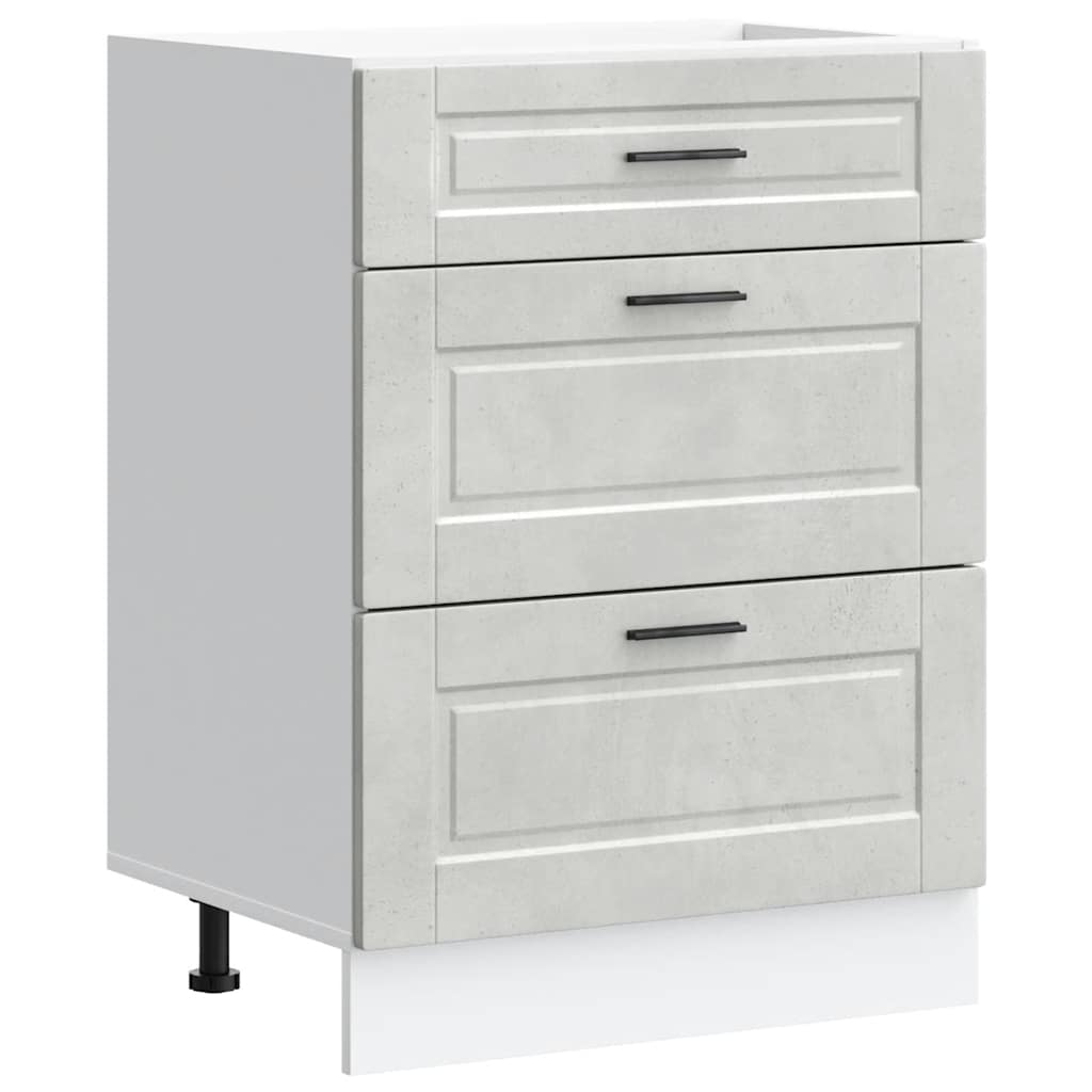 Kitchen Base Cabinet "Porto" Concrete Grey Engineered Wood