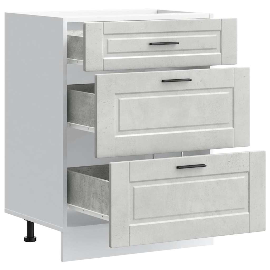 Kitchen Base Cabinet "Porto" Concrete Grey Engineered Wood