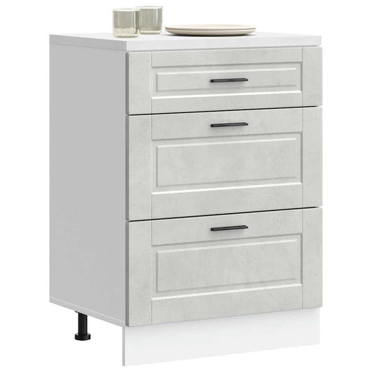 Kitchen Base Cabinet "Porto" Concrete Grey Engineered Wood