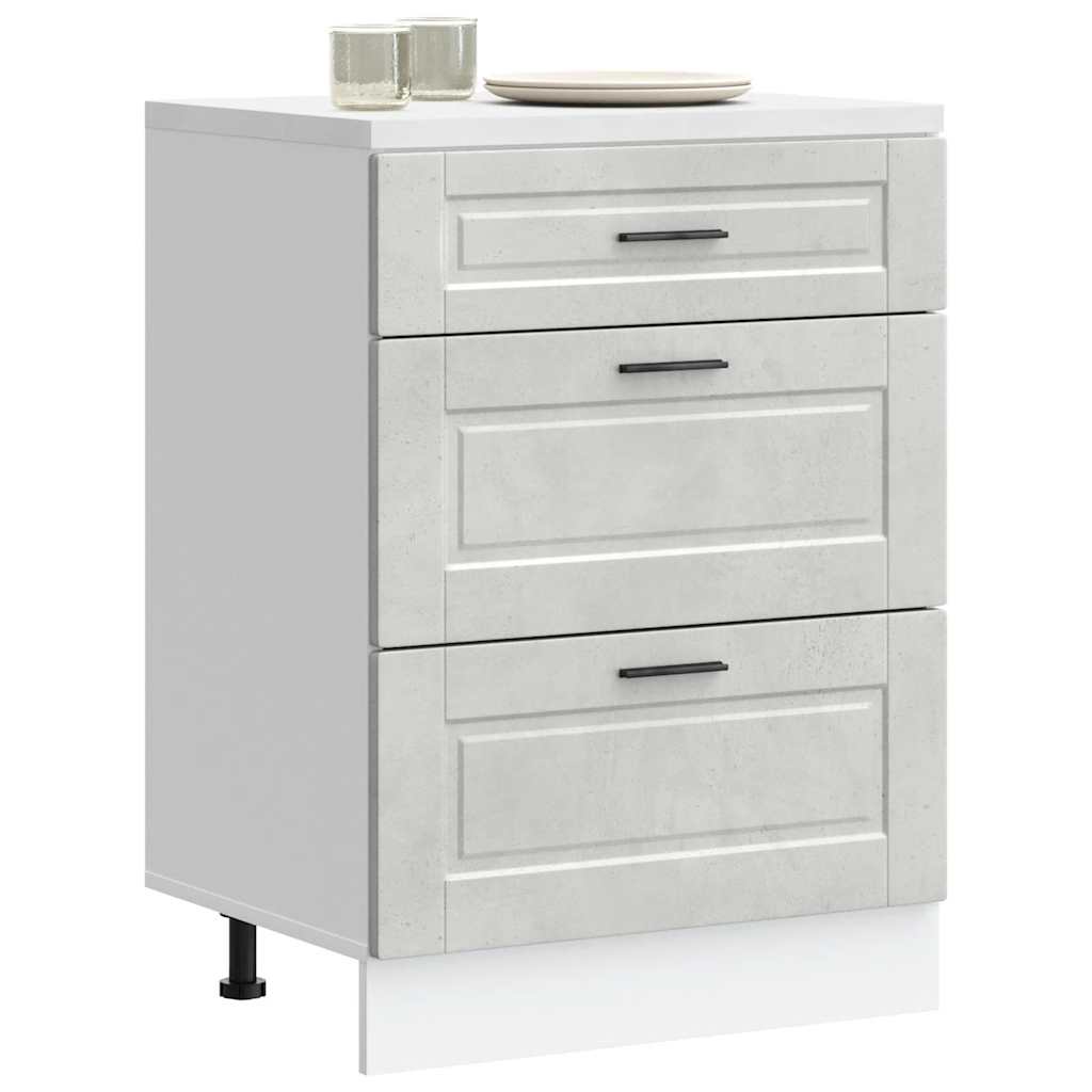 Kitchen Base Cabinet Porto Concrete Grey Engineered Wood