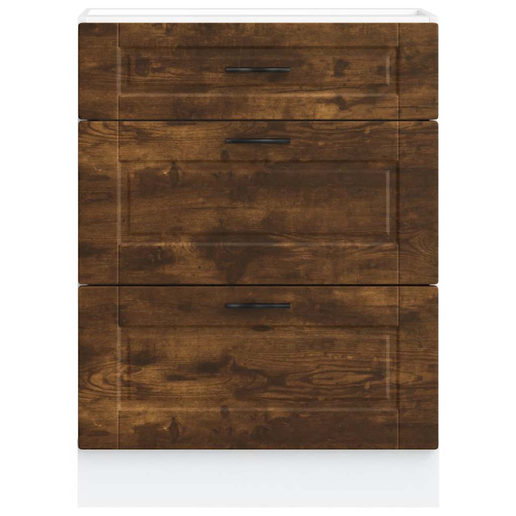 Kitchen Base Cabinet "Porto" Smoked Oak Engineered Wood