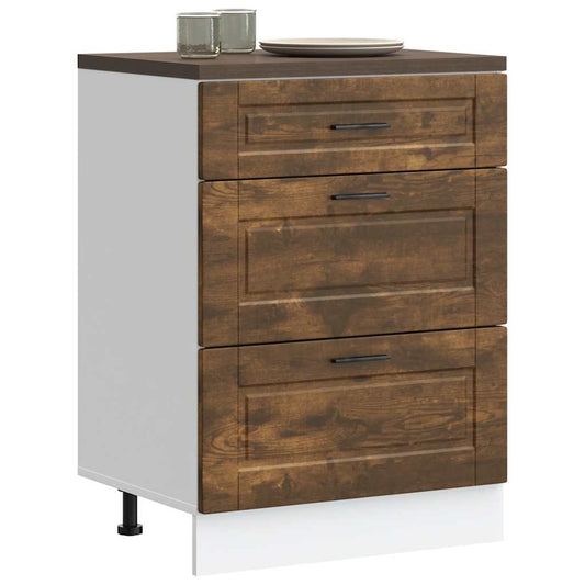 Kitchen Base Cabinet "Porto" Smoked Oak Engineered Wood
