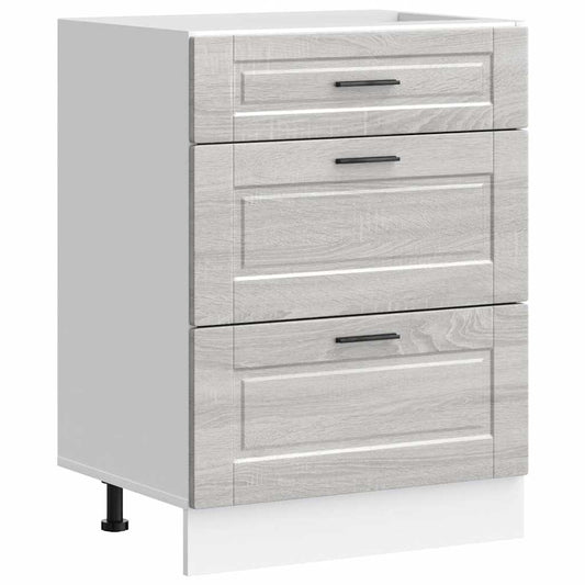 Kitchen Base Cabinet "Porto" Grey Sonoma Engineered Wood
