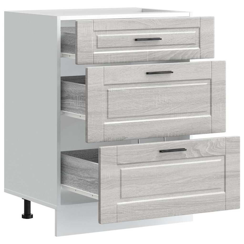 Kitchen Base Cabinet "Porto" Grey Sonoma Engineered Wood