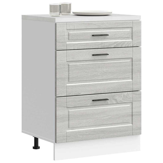 Kitchen Base Cabinet "Porto" Grey Sonoma Engineered Wood