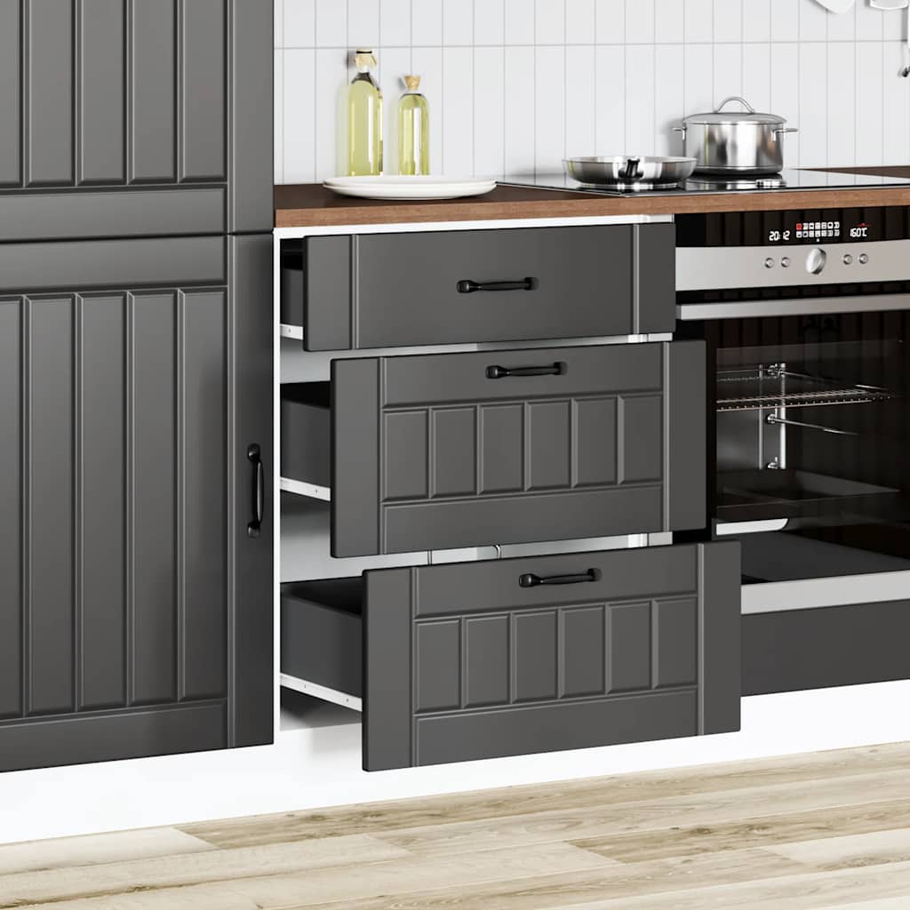 Kitchen Base Cabinet "Lucca" Black Engineered Wood