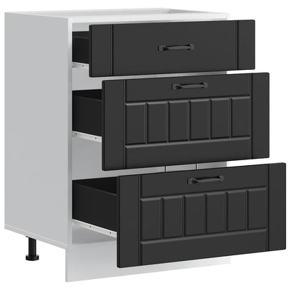 Kitchen Base Cabinet "Lucca" Black Engineered Wood