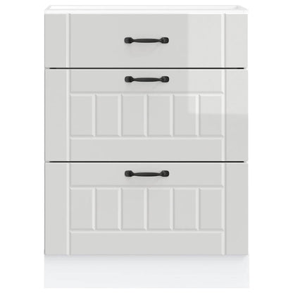 Kitchen Base Cabinet "Lucca" High Gloss White Engineered Wood