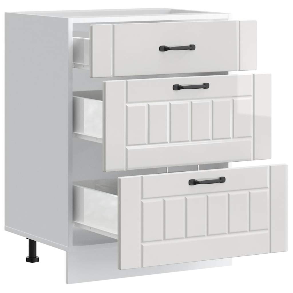 Kitchen Base Cabinet "Lucca" High Gloss White Engineered Wood