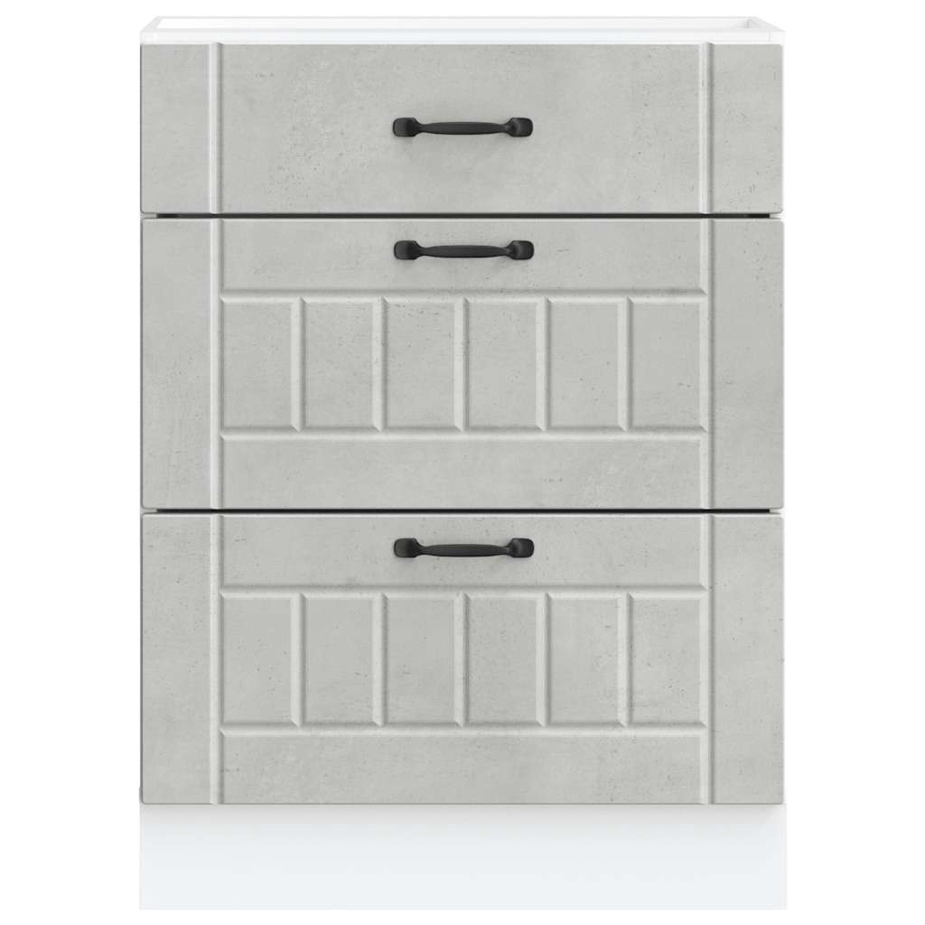 Kitchen Base Cabinet "Lucca" Concrete Grey Engineered Wood