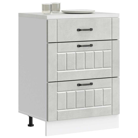 Kitchen Base Cabinet "Lucca" Concrete Grey Engineered Wood