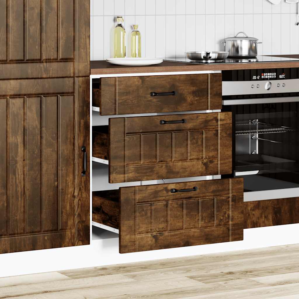 Kitchen Base Cabinet "Lucca" Smoked Oak Engineered Wood