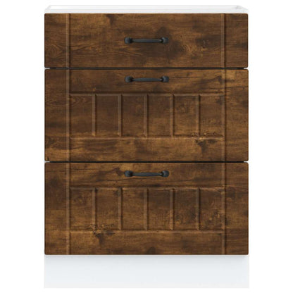 Kitchen Base Cabinet "Lucca" Smoked Oak Engineered Wood