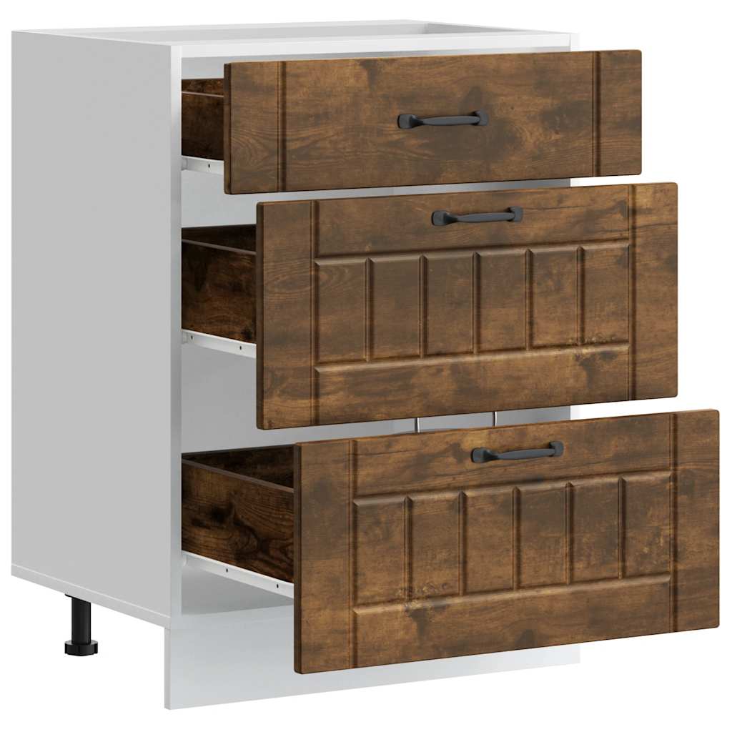 Kitchen Base Cabinet "Lucca" Smoked Oak Engineered Wood