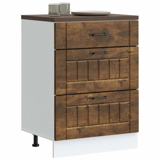 Kitchen Base Cabinet "Lucca" Smoked Oak Engineered Wood