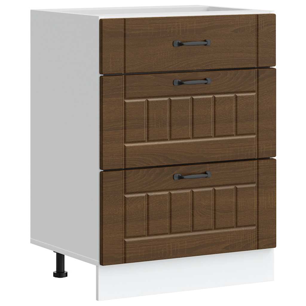 Kitchen Base Cabinet "Lucca" Brown Oak Engineered Wood