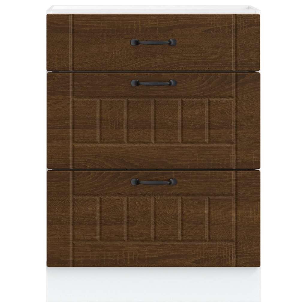 Kitchen Base Cabinet "Lucca" Brown Oak Engineered Wood