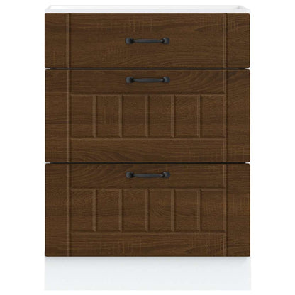 Kitchen Base Cabinet "Lucca" Brown Oak Engineered Wood