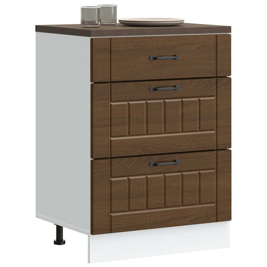 Kitchen Base Cabinet "Lucca" Brown Oak Engineered Wood