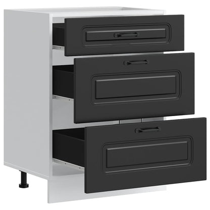 Kitchen Base Cabinet "Kalmar" Black Engineered Wood