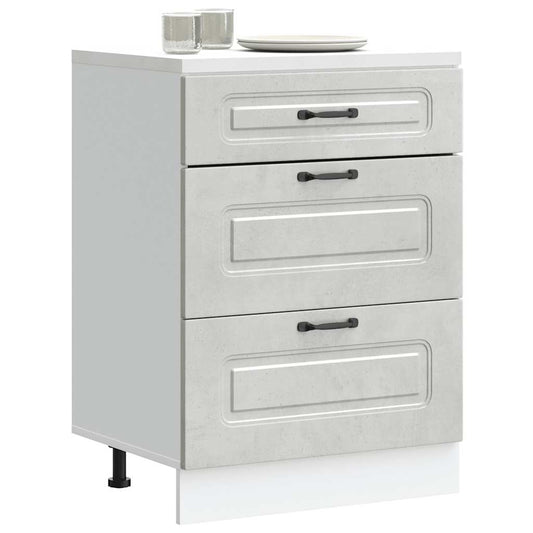 Kitchen Base Cabinet "Kalmar" Concrete Grey Engineered Wood