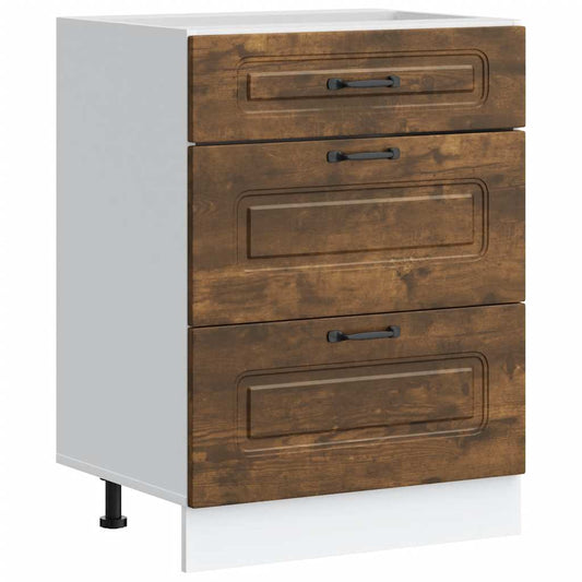 Kitchen Base Cabinet "Kalmar" Smoked Oak Engineered Wood