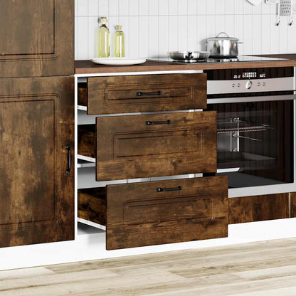 Kitchen Base Cabinet "Kalmar" Smoked Oak Engineered Wood
