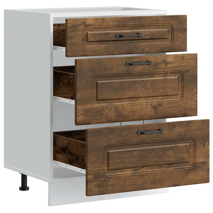 Kitchen Base Cabinet "Kalmar" Smoked Oak Engineered Wood