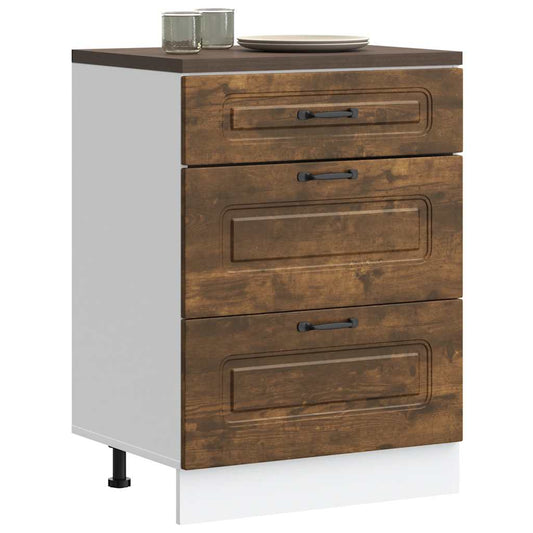 Kitchen Base Cabinet "Kalmar" Smoked Oak Engineered Wood