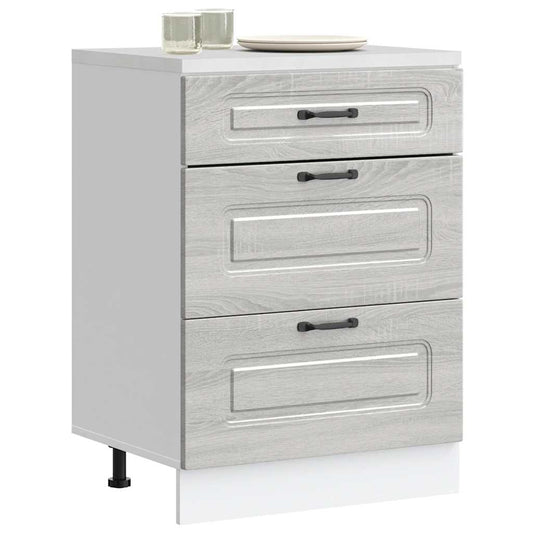 Kitchen Base Cabinet "Kalmar" Grey Sonoma Engineered Wood
