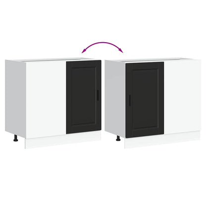 Kitchen Base Cabinet "Porto" Black Engineered Wood