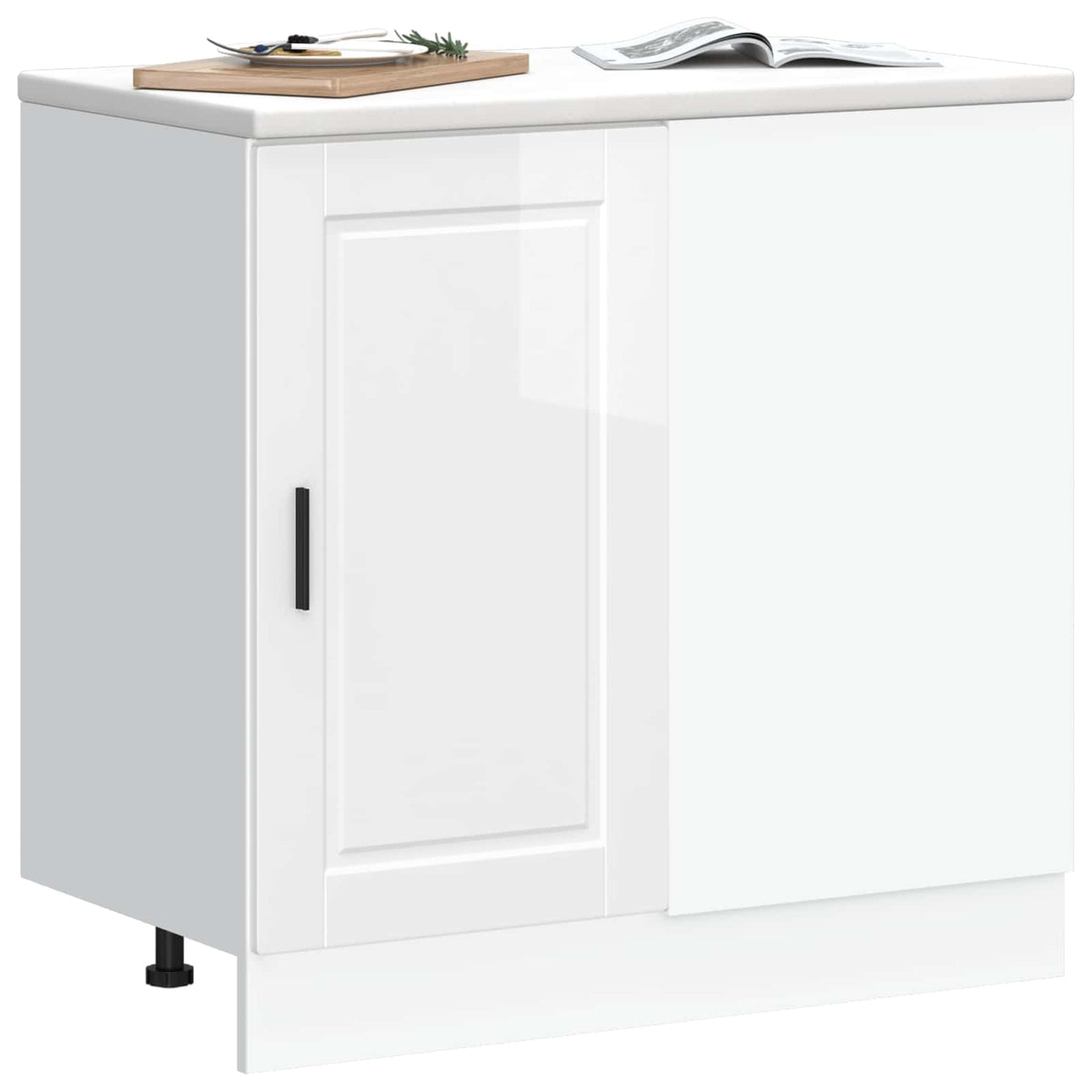Kitchen Base Cabinet "Porto" High Gloss White Engineered Wood