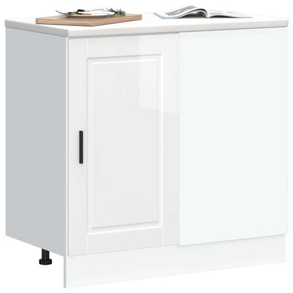 Kitchen Base Cabinet "Porto" High Gloss White Engineered Wood