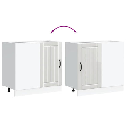 Kitchen Base Cabinet "Lucca" High Gloss White Engineered Wood