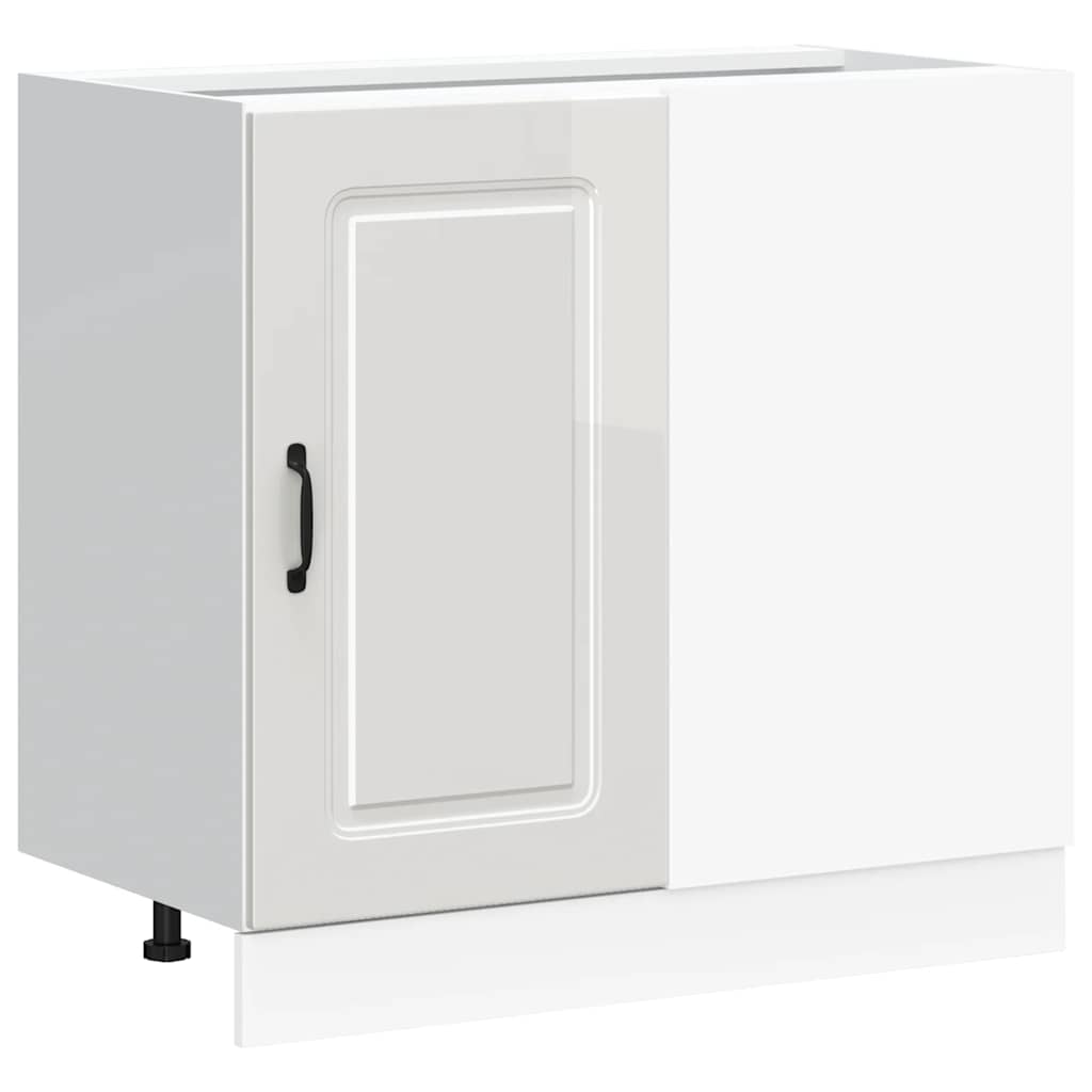Kitchen Base Cabinet "Kalmar" High Gloss White Engineered Wood