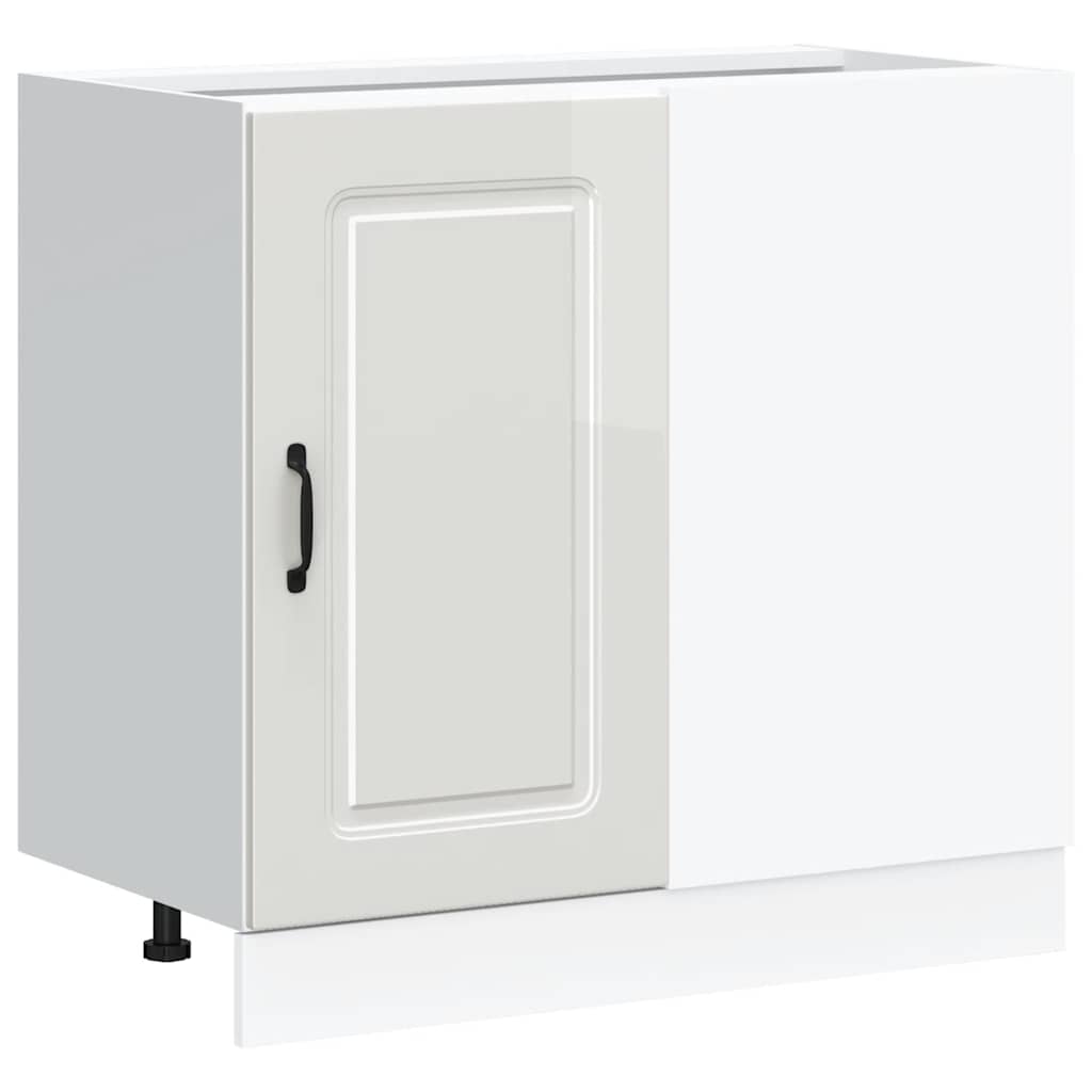 Kitchen Base Cabinet "Kalmar" High Gloss White Engineered Wood
